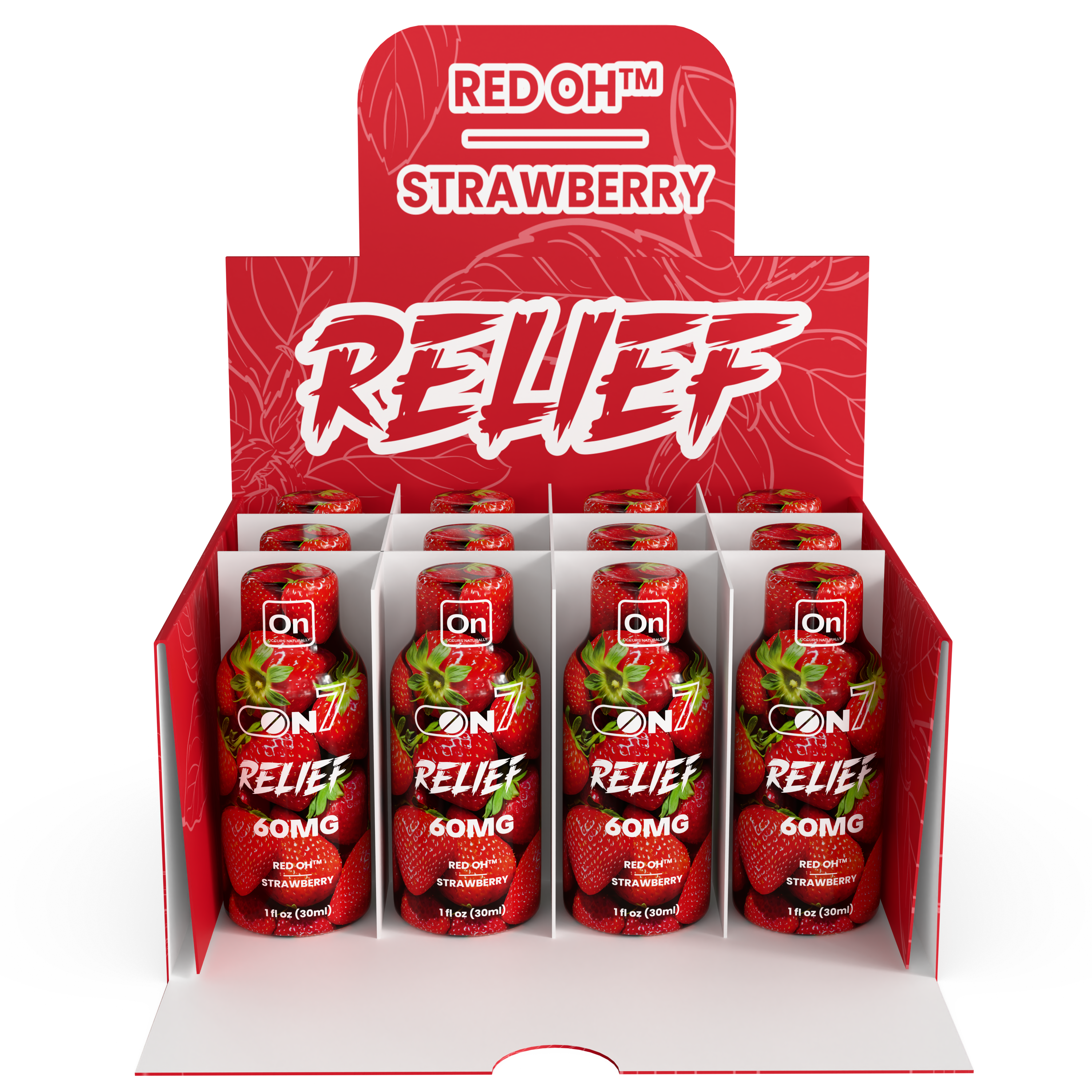 ON7 Relief Shot Box– 60MG – Strawberry Flavor